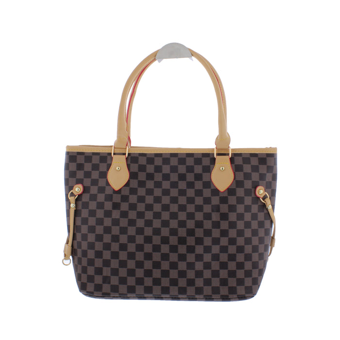 Checkered Faux Leather Tote