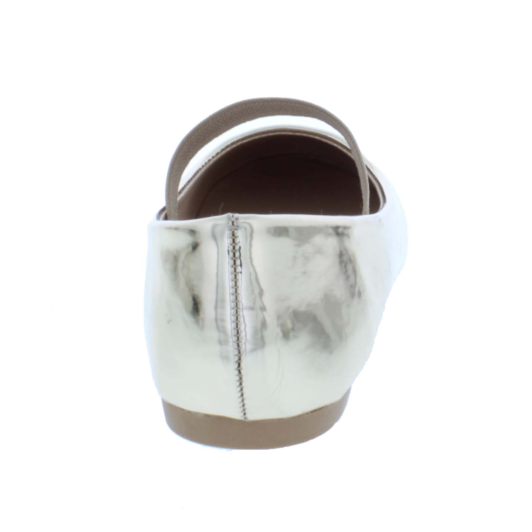 Girls Faux Leather Ballerina with Elastic