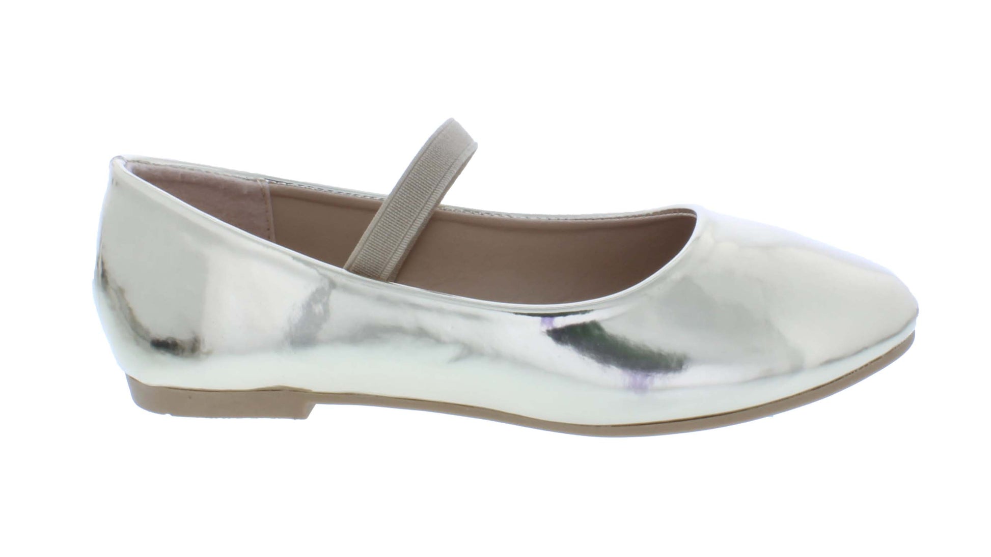 Girls Faux Leather Ballerina with Elastic