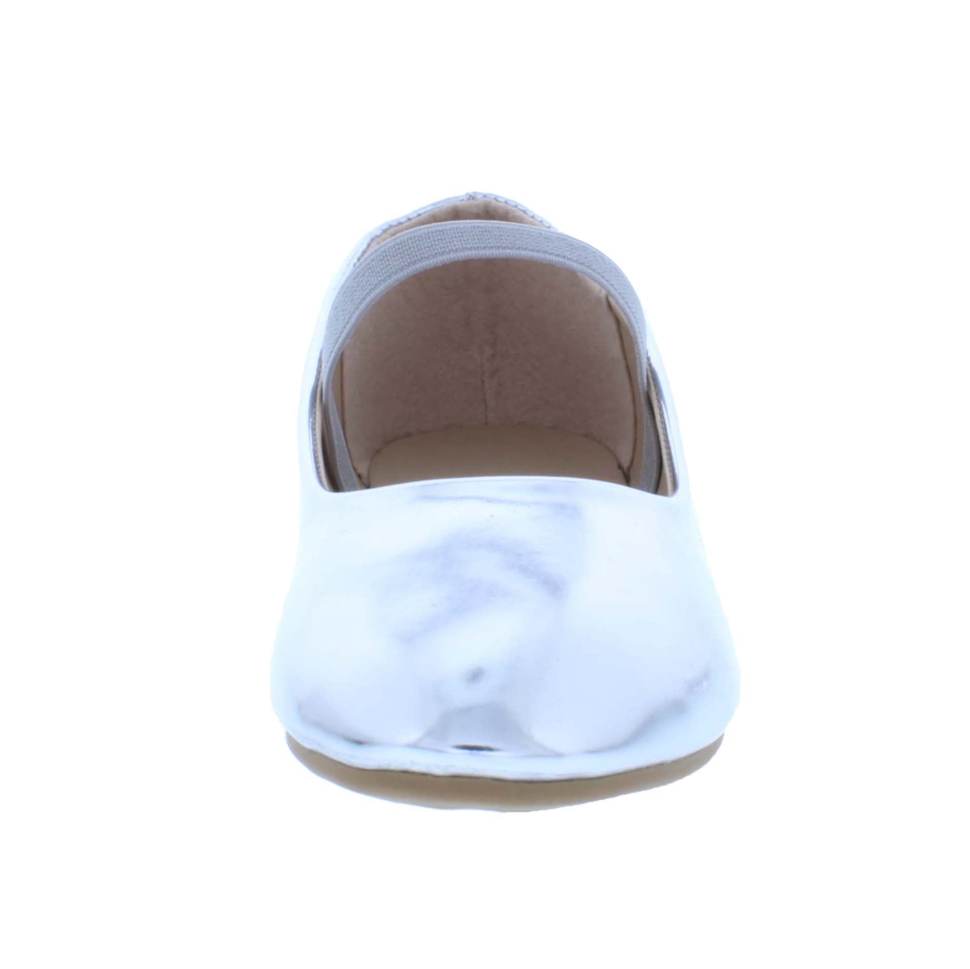 Girls Faux Leather Ballerina with Elastic