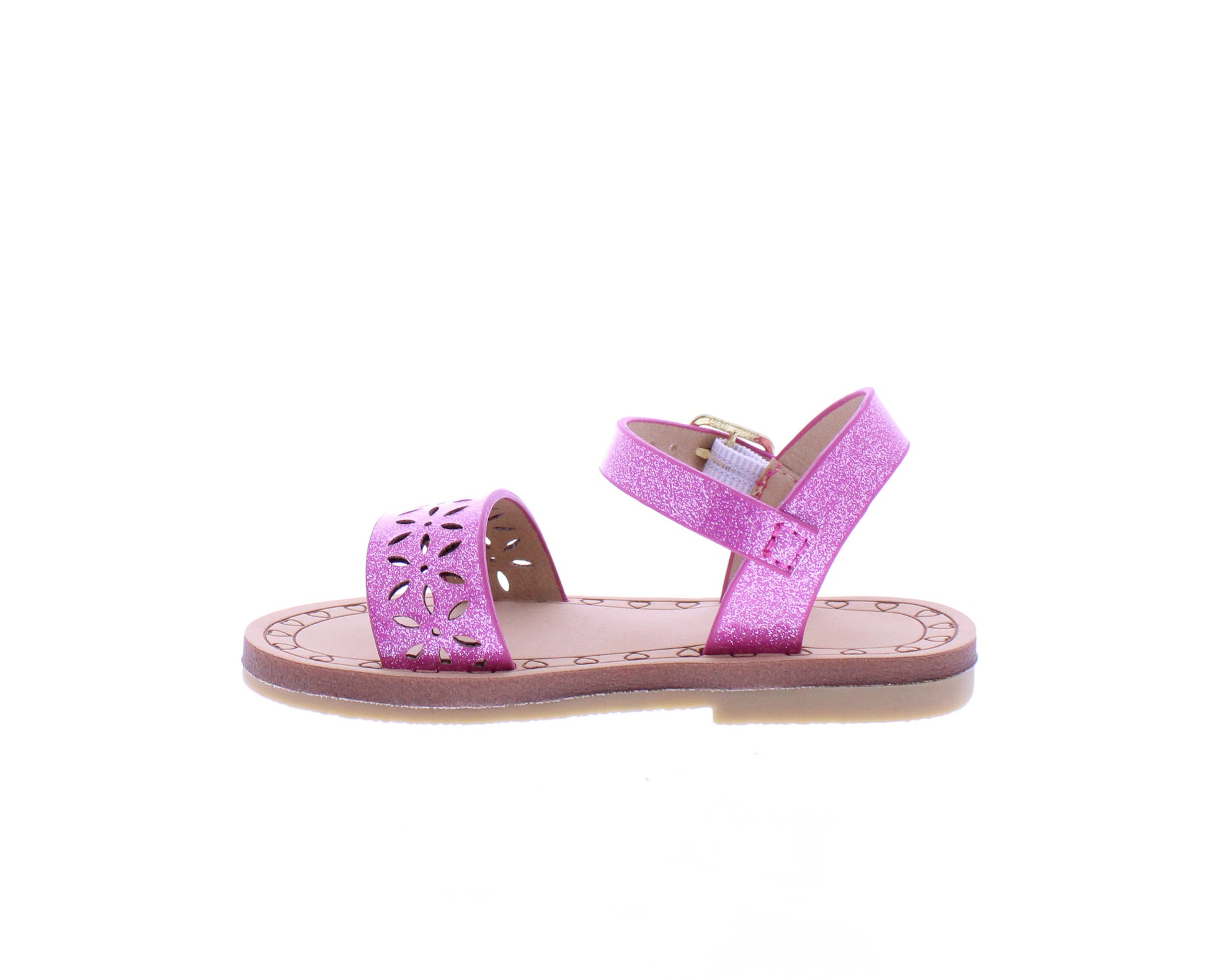 Girls Glitter Sandal with Laser Cut Flowers