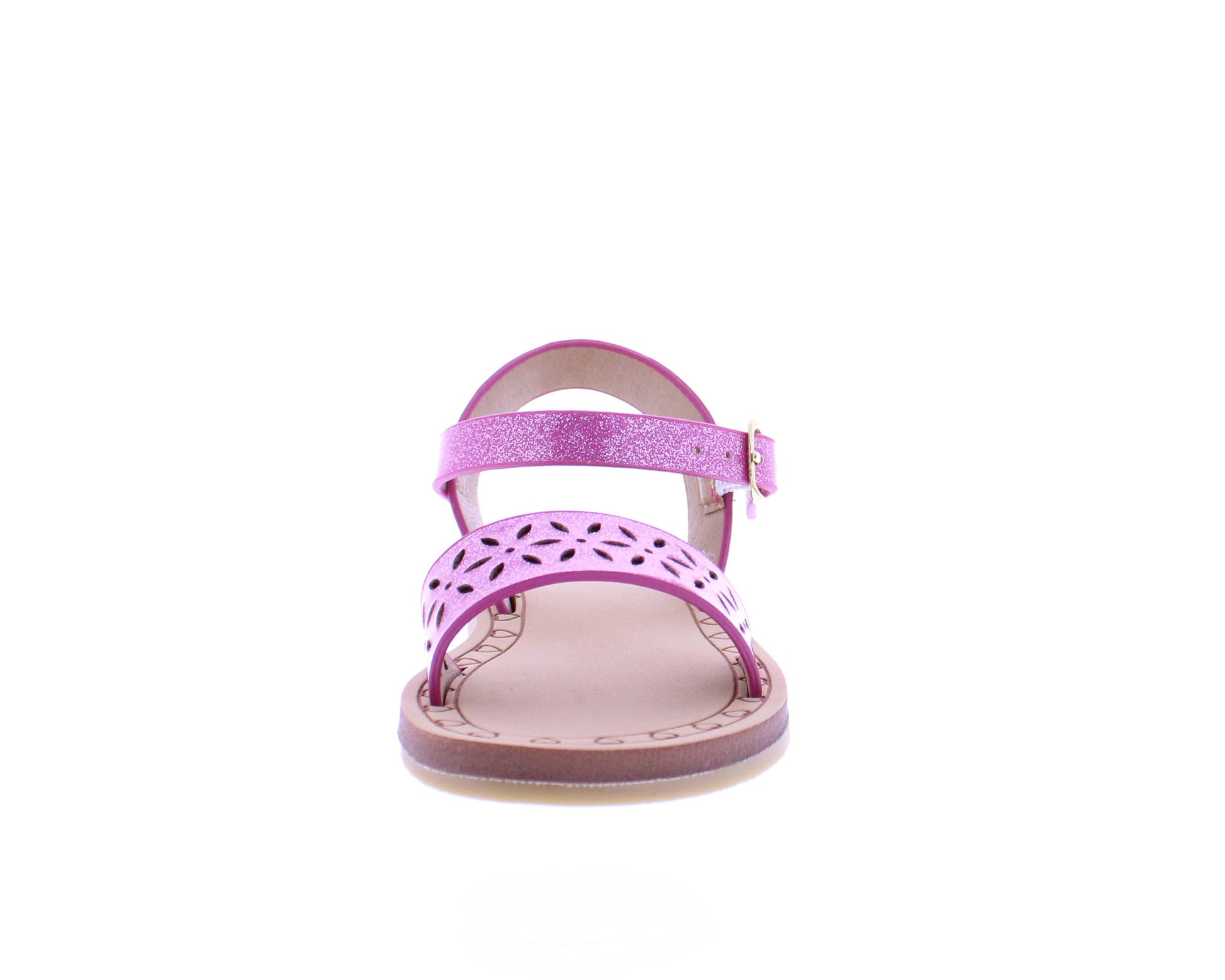 Girls Glitter Sandal with Laser Cut Flowers