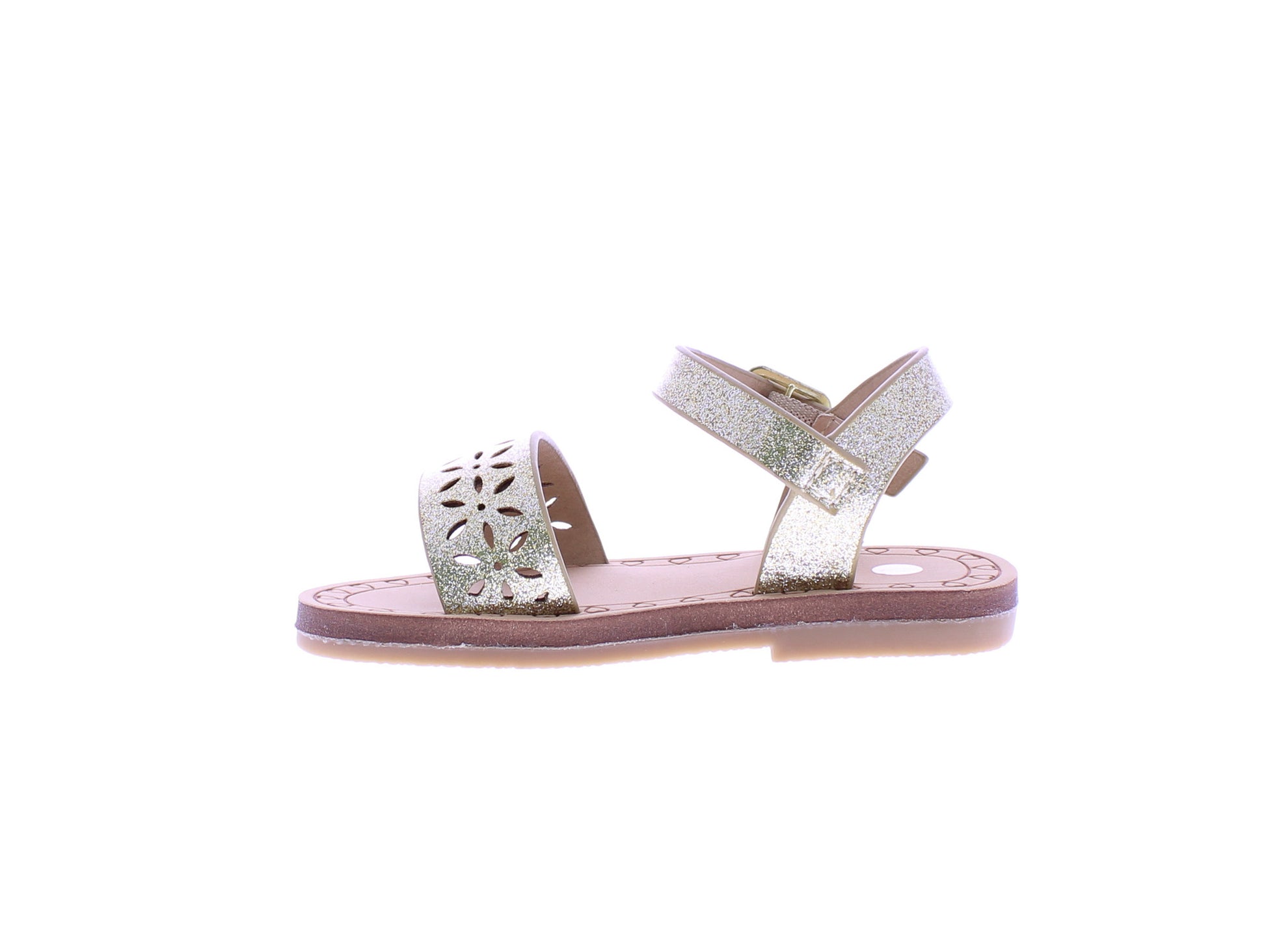Girls Glitter Sandal with Laser Cut Flowers