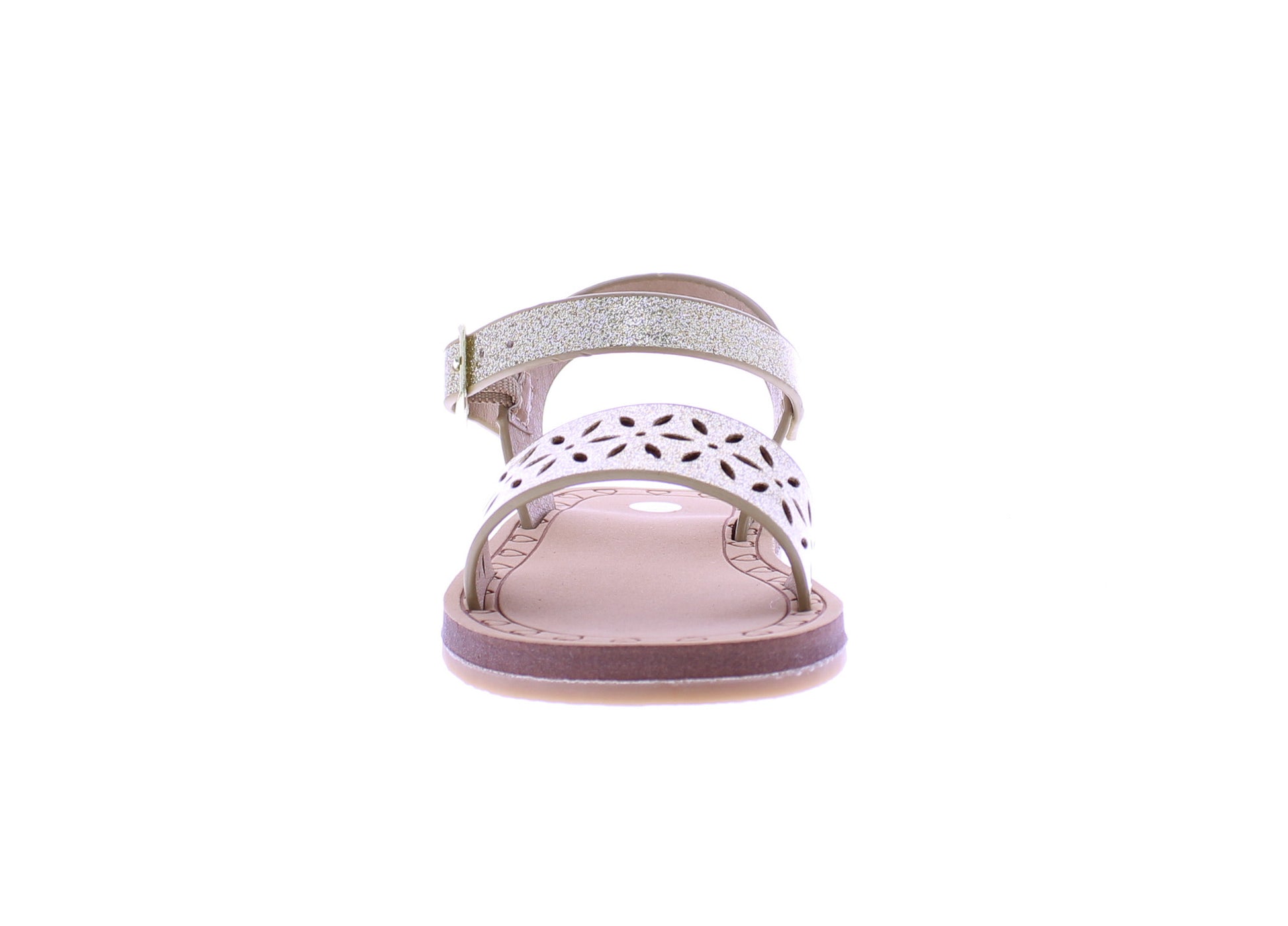 Girls Glitter Sandal with Laser Cut Flowers