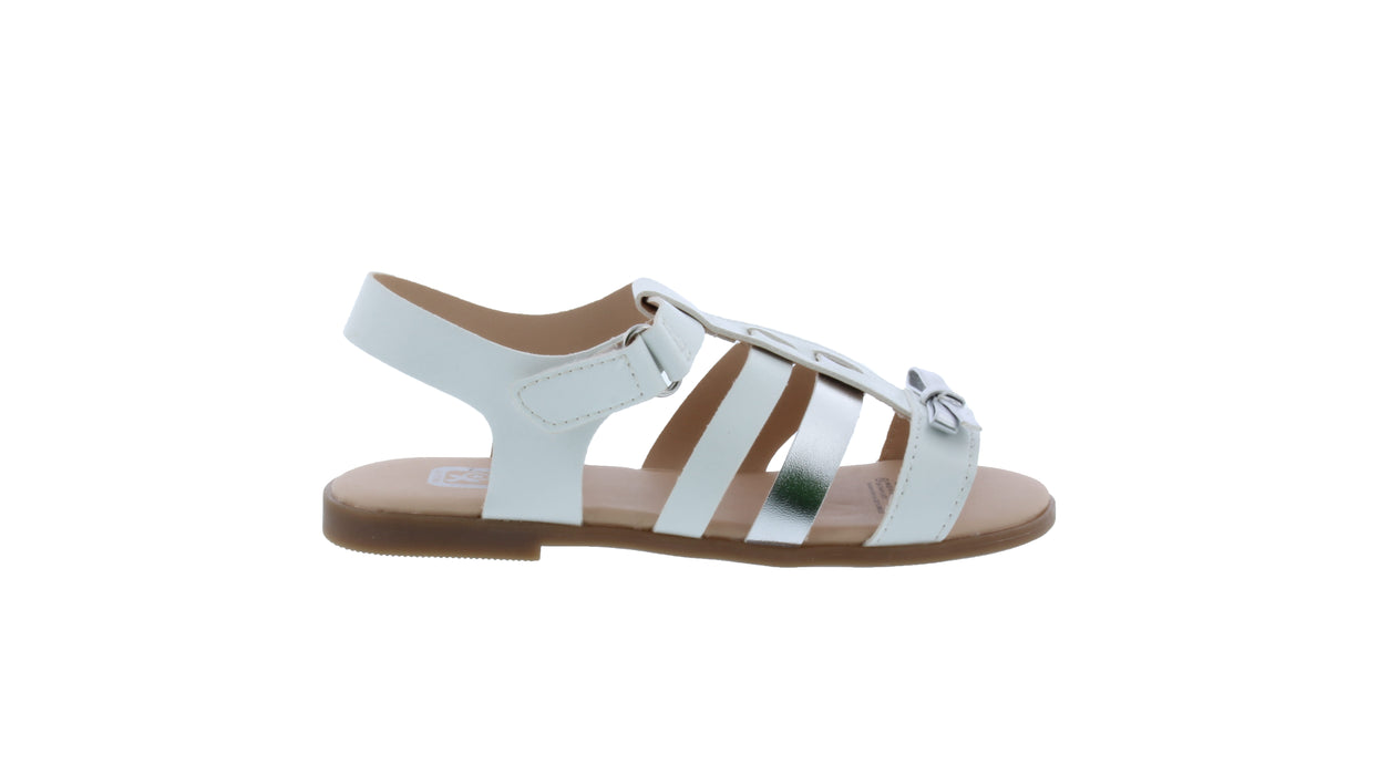 Girls Two Tone Faux Leather Bow Sandal