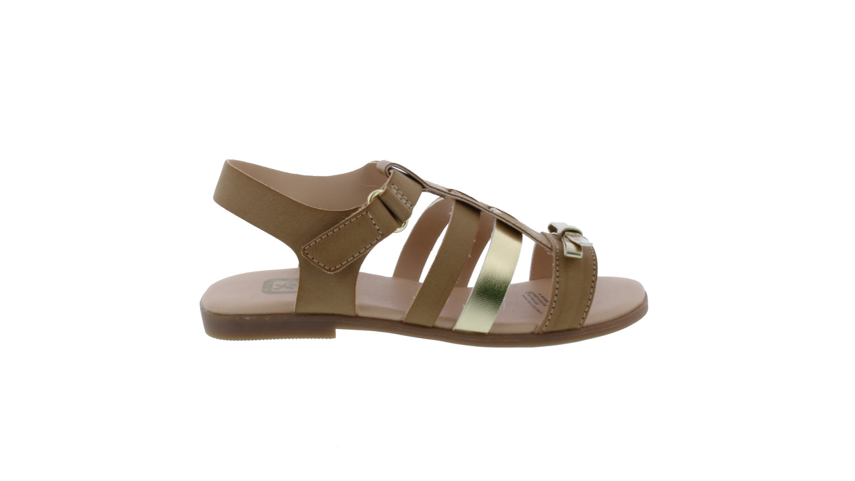 Girls Two Tone Faux Leather Bow Sandal