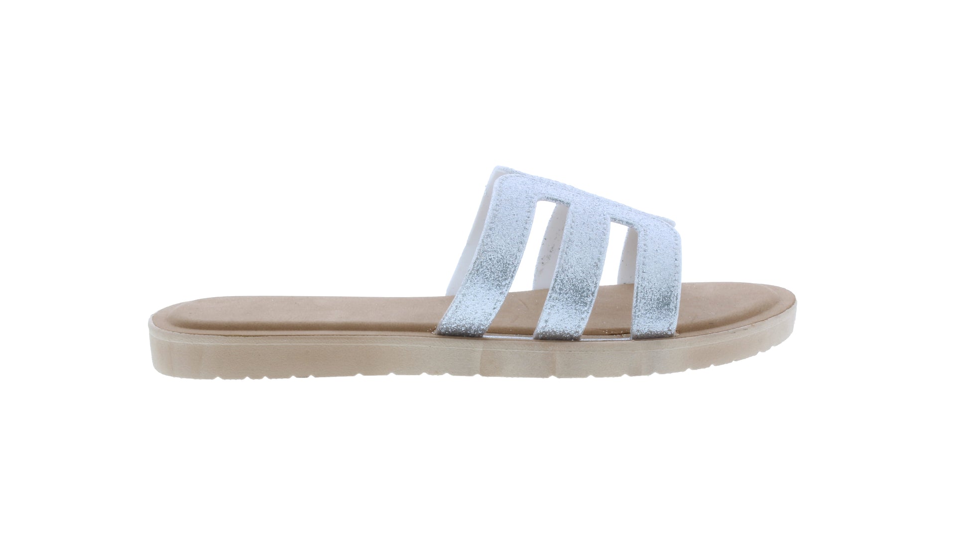 Sandalias de goma para mujer con purpurina