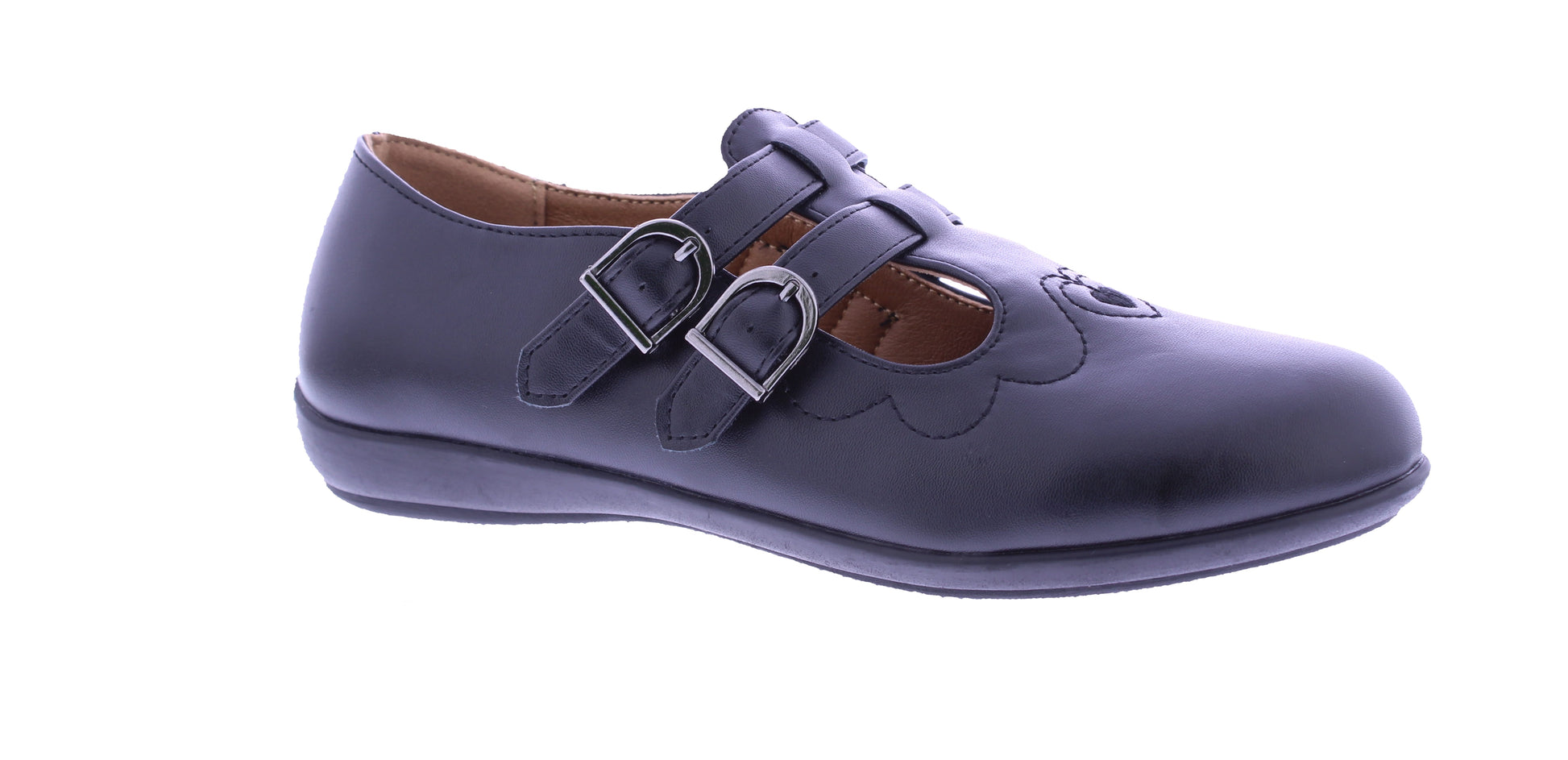 Women School Shoe with Double Buckle Closure