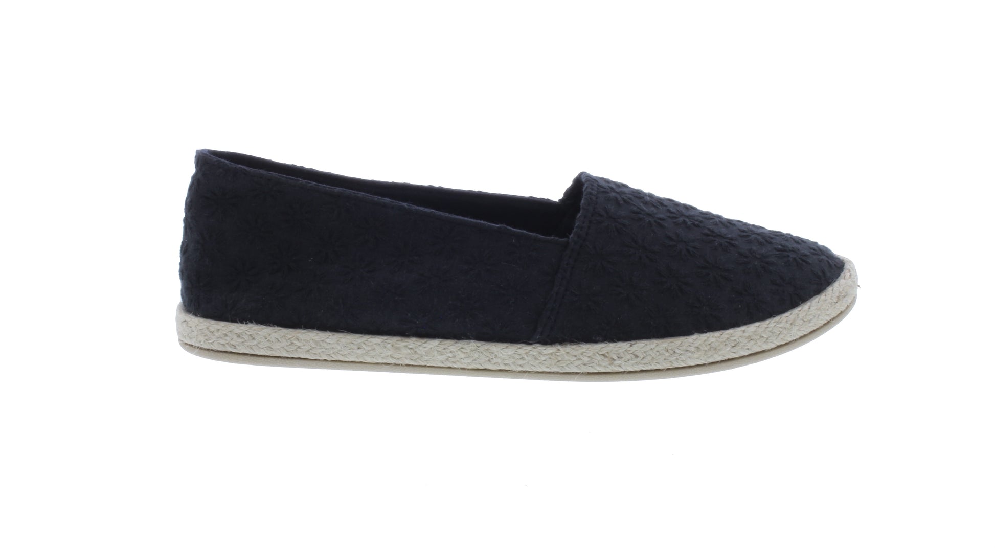 Women Flower Stitched Fabric Slip On