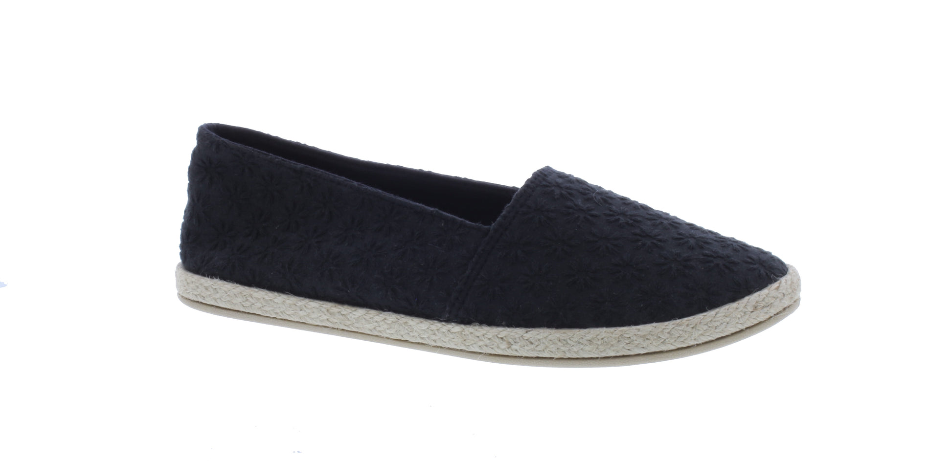 Women Flower Stitched Fabric Slip On
