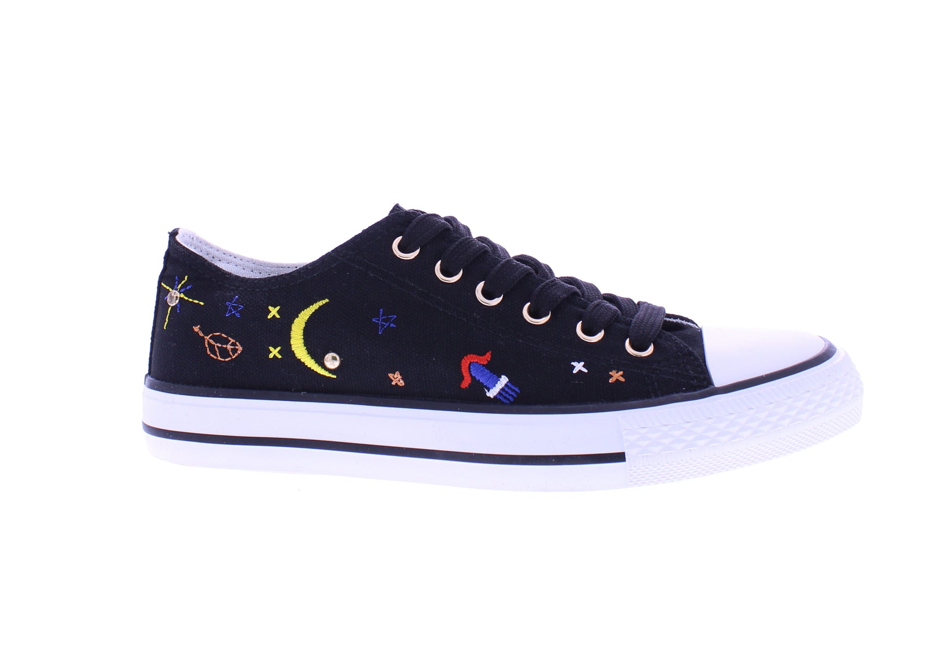 Women Canvas Sneaker with Astronomy Stitched Designs