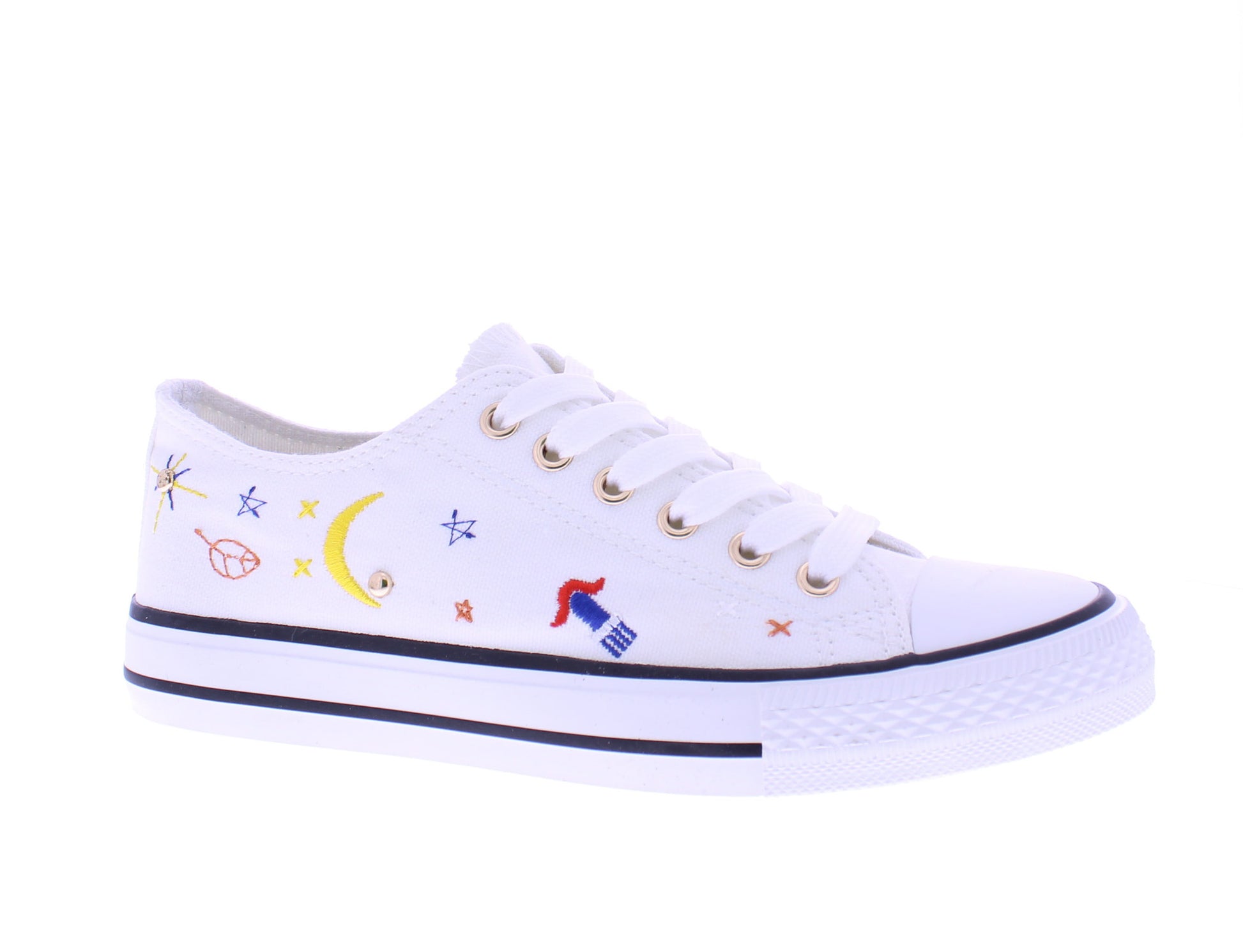Women Canvas Sneaker with Astronomy Stitched Designs