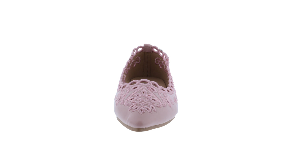 Women Embroiderred and Laser Cut Pointed Tip Ballerina