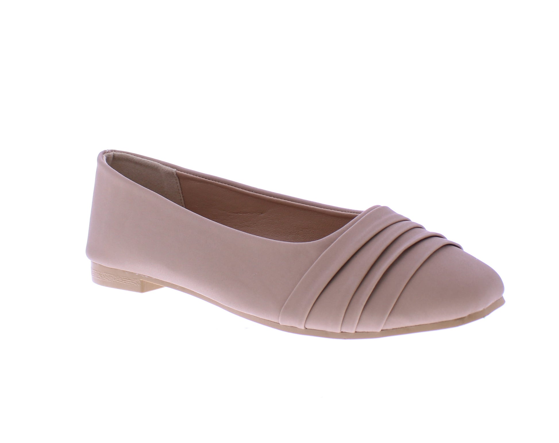 Women Suede Ballerina with Pleats