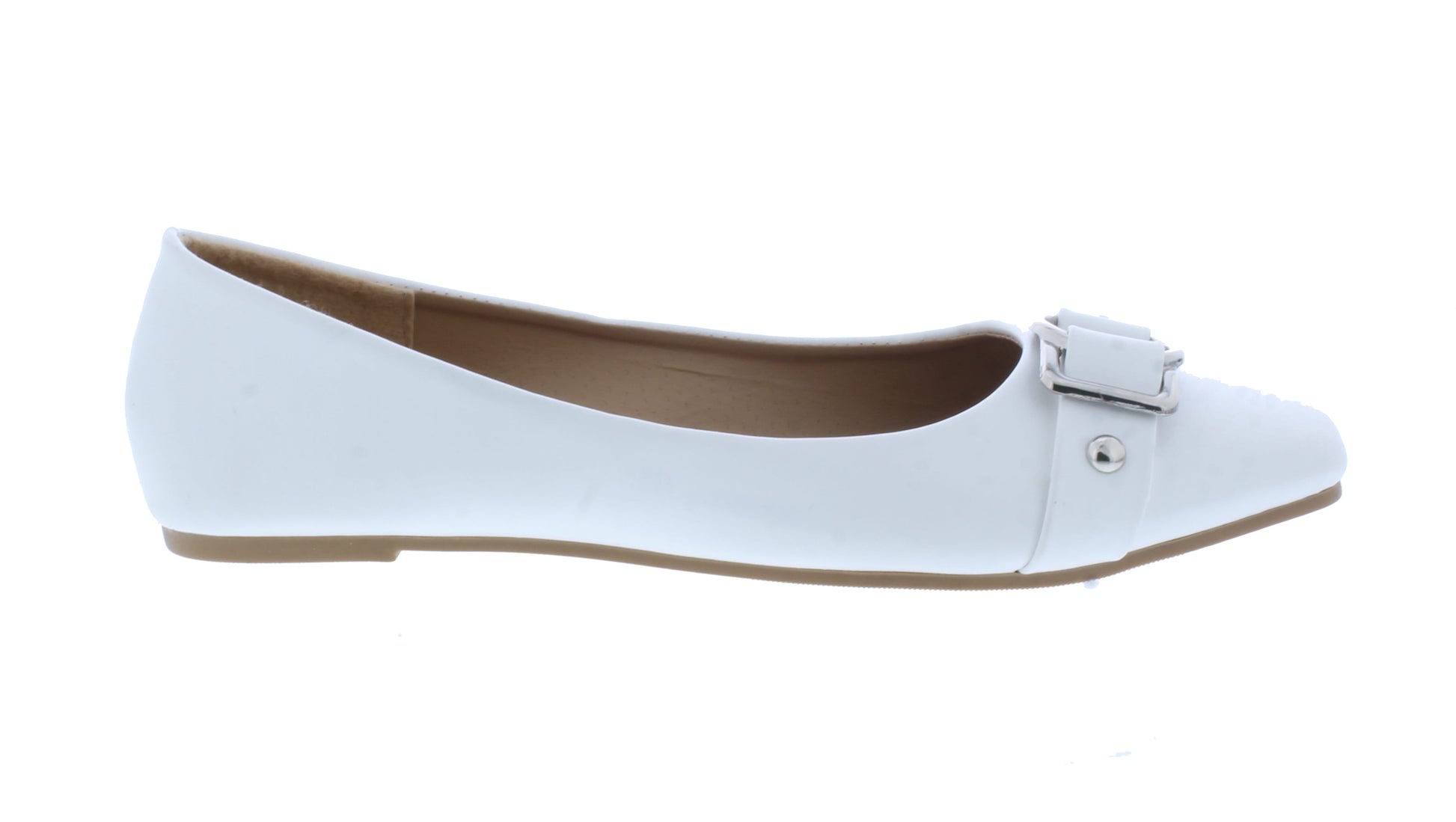 Women Faux Leather Ballerina with Buckle