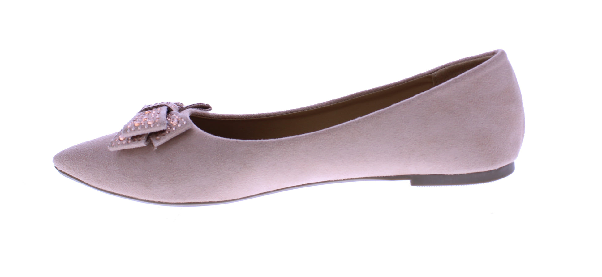 Women Microfiber Ballerina with Rhinestone Bow