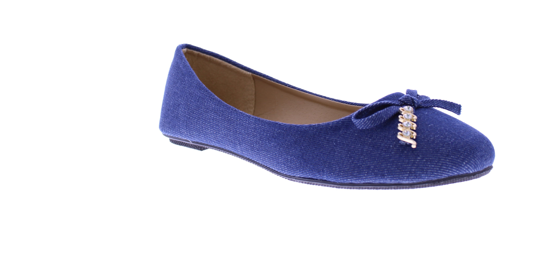 Women Denim Ballerina with Embellished Bow
