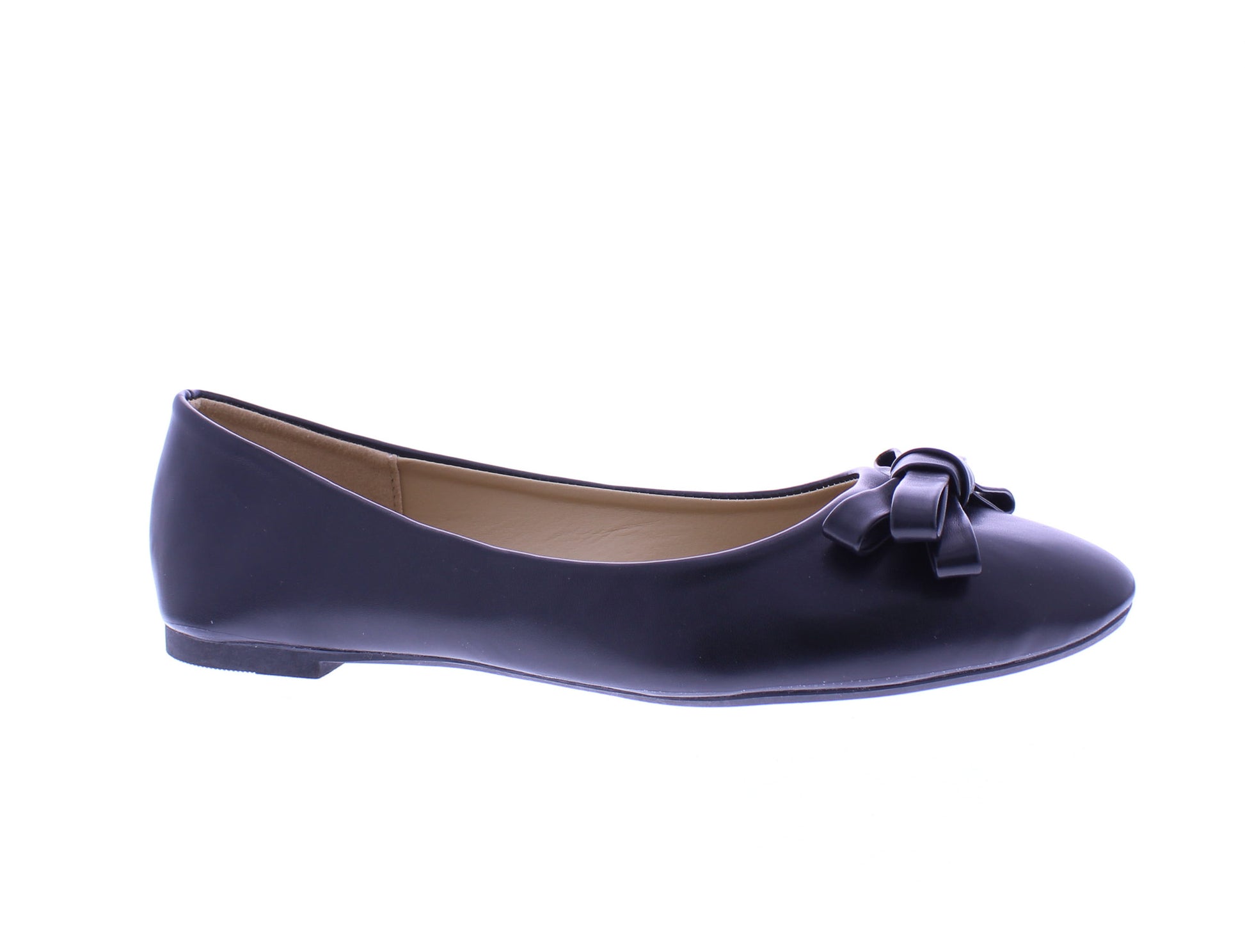 Women Faux Leather Ballerina with Elaborate Bow