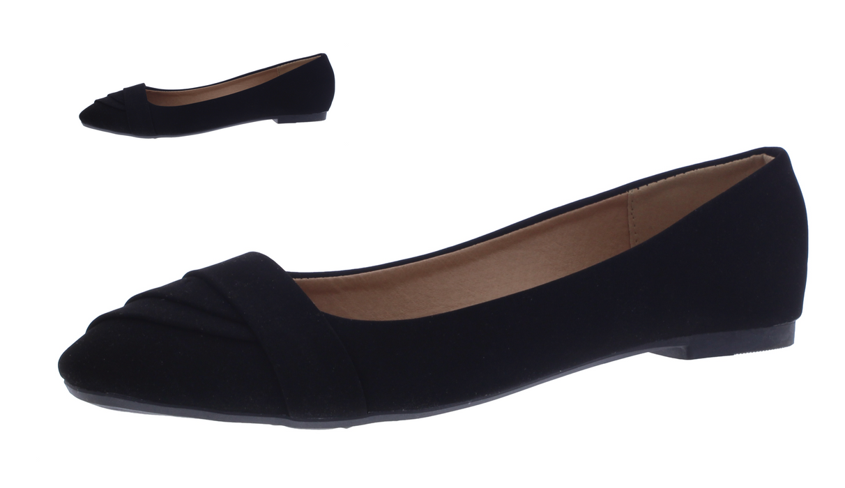 Women Suede Flat with Rounded Tip