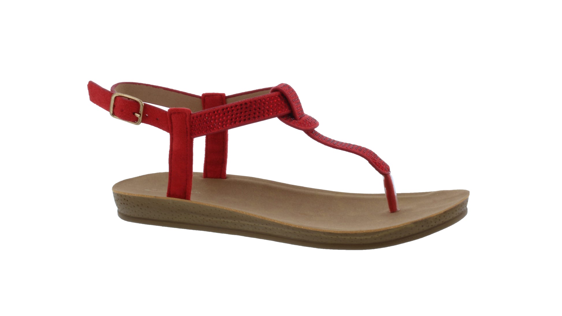 Women Microfiber and Rhinestone Sandal