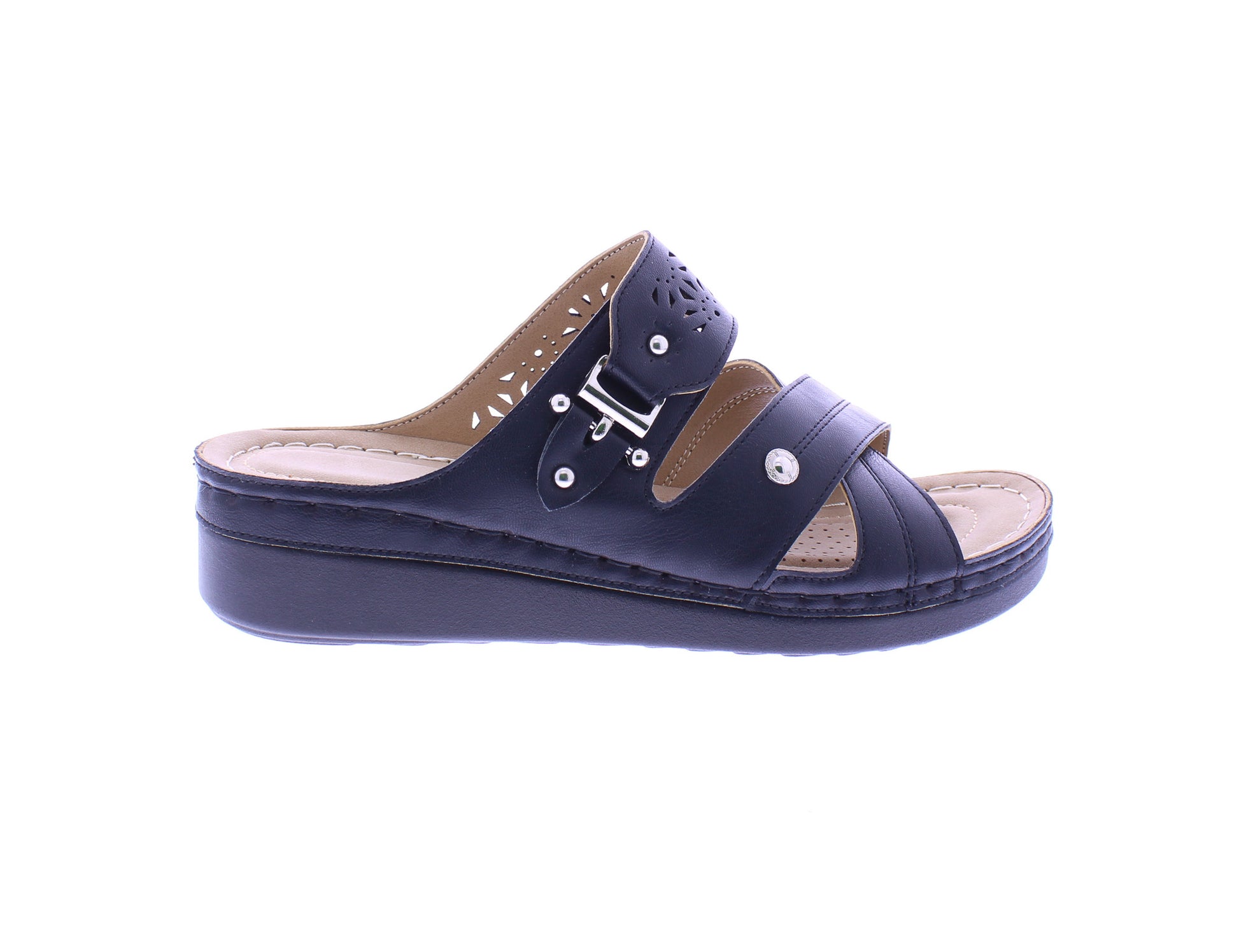 Women Slip on Sandal with Laser Cut Designs
