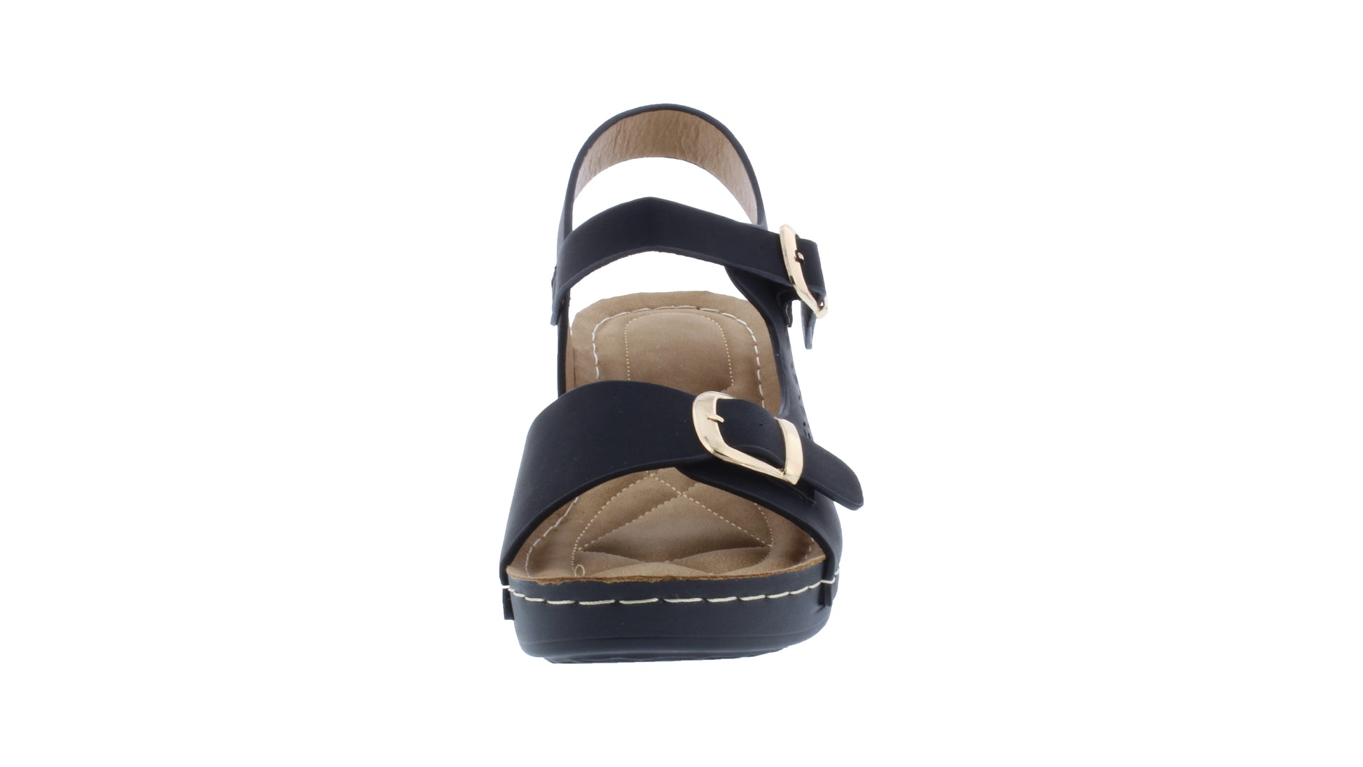 Women Suede Sandal with Buckle Closure