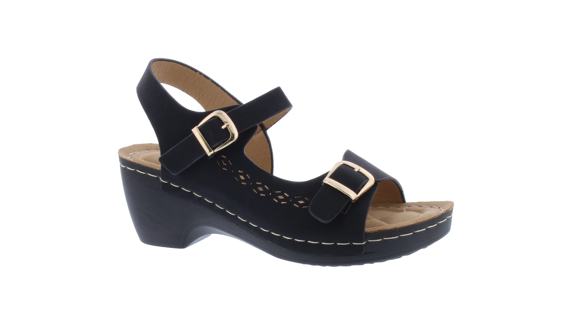 Women Suede Sandal with Buckle Closure
