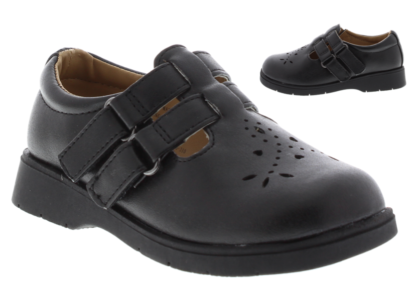Girls Double Velcro School Shoe