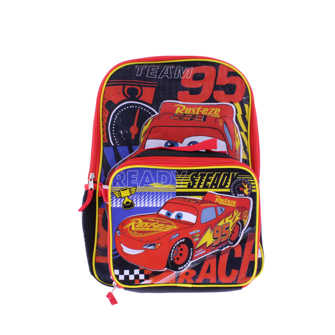 16” Cars Backpack with Lunch kit