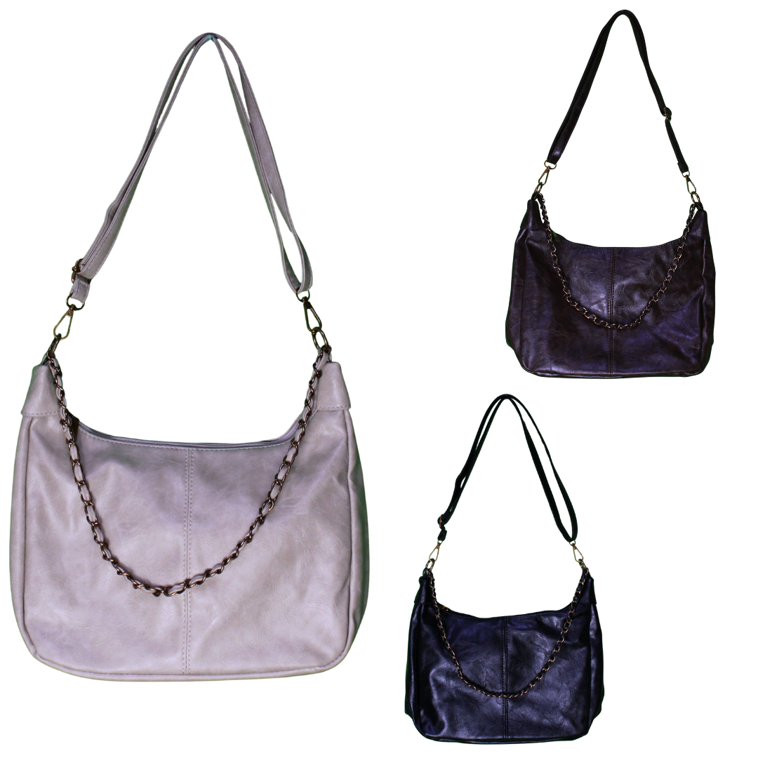 Hobo Shoulder Bag with Decorative Chain