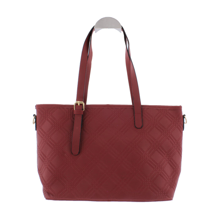 Diamond Embossed Faux Leather Tote