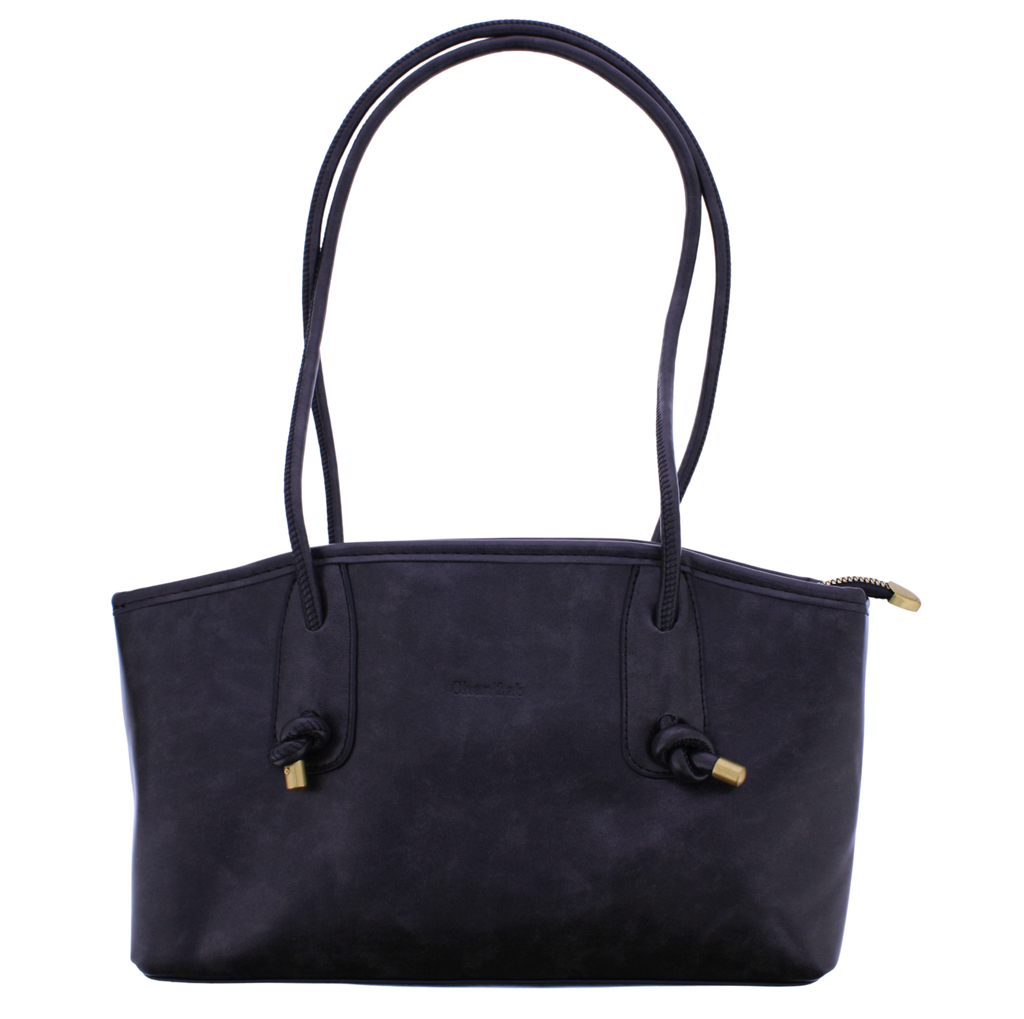 Washed Faux Leather Shoulder Bag