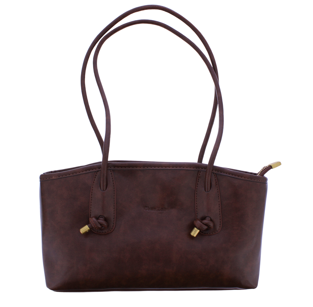 Washed Faux Leather Shoulder Bag