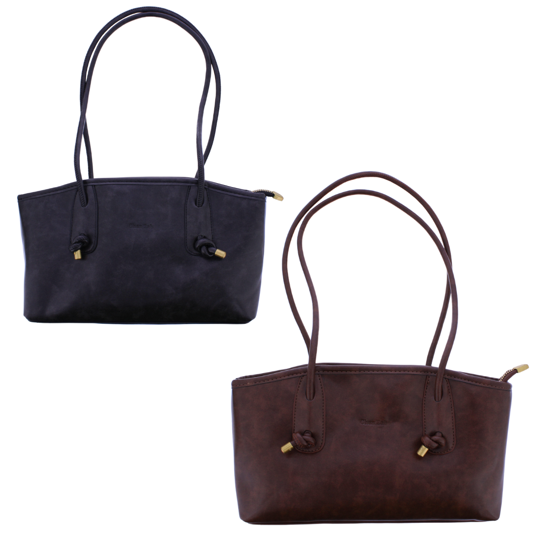 Washed Faux Leather Shoulder Bag