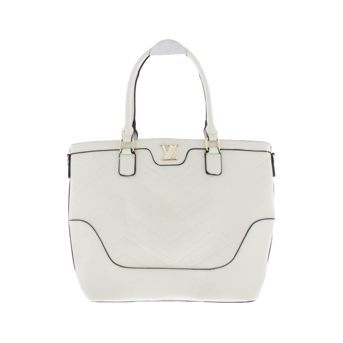 Two Strap Faux Leather Stitched Tote
