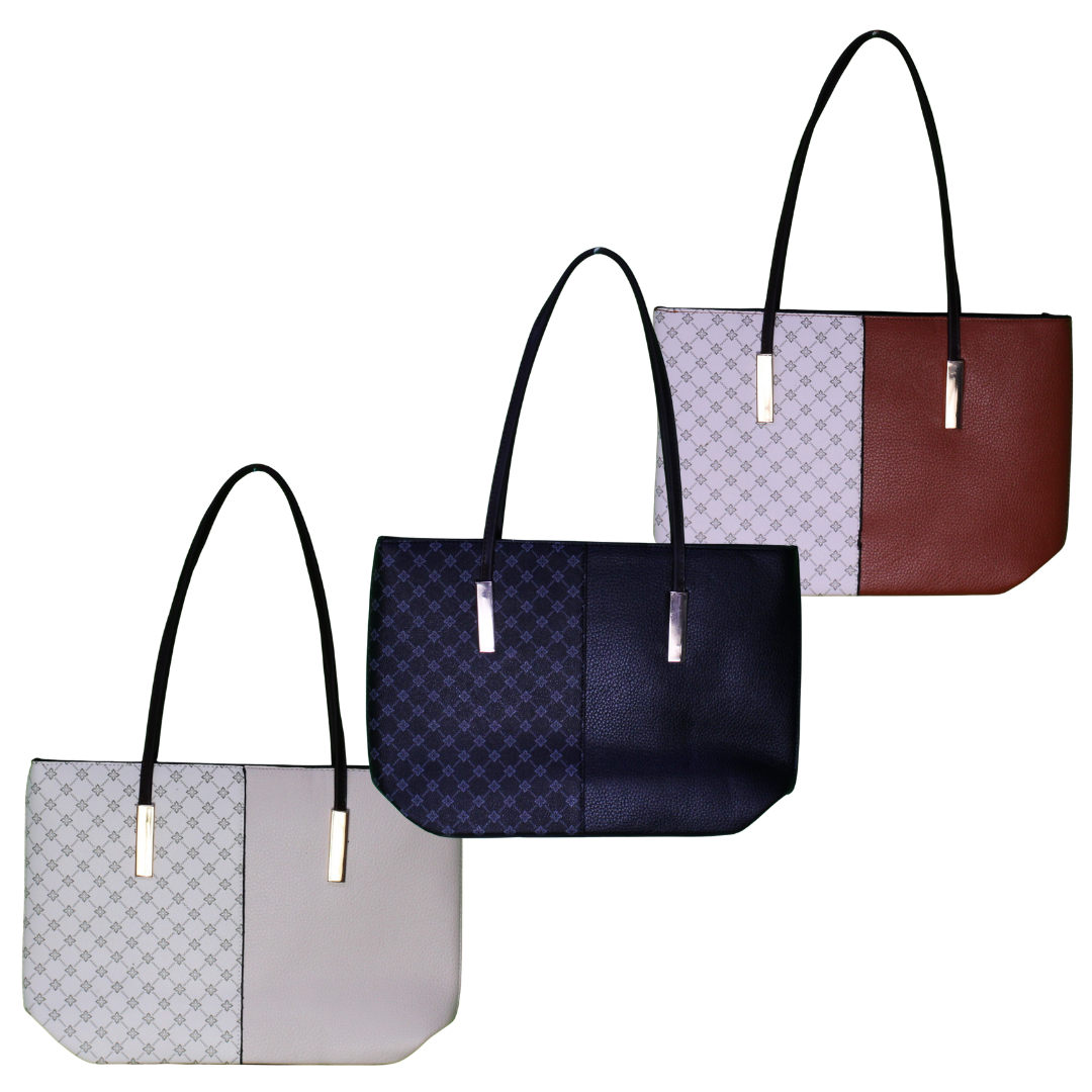 Mix Material Faux Leather Tote