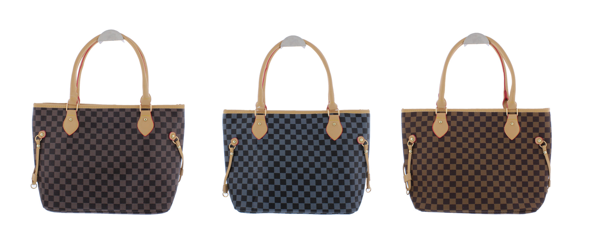 Checkered Faux Leather Tote