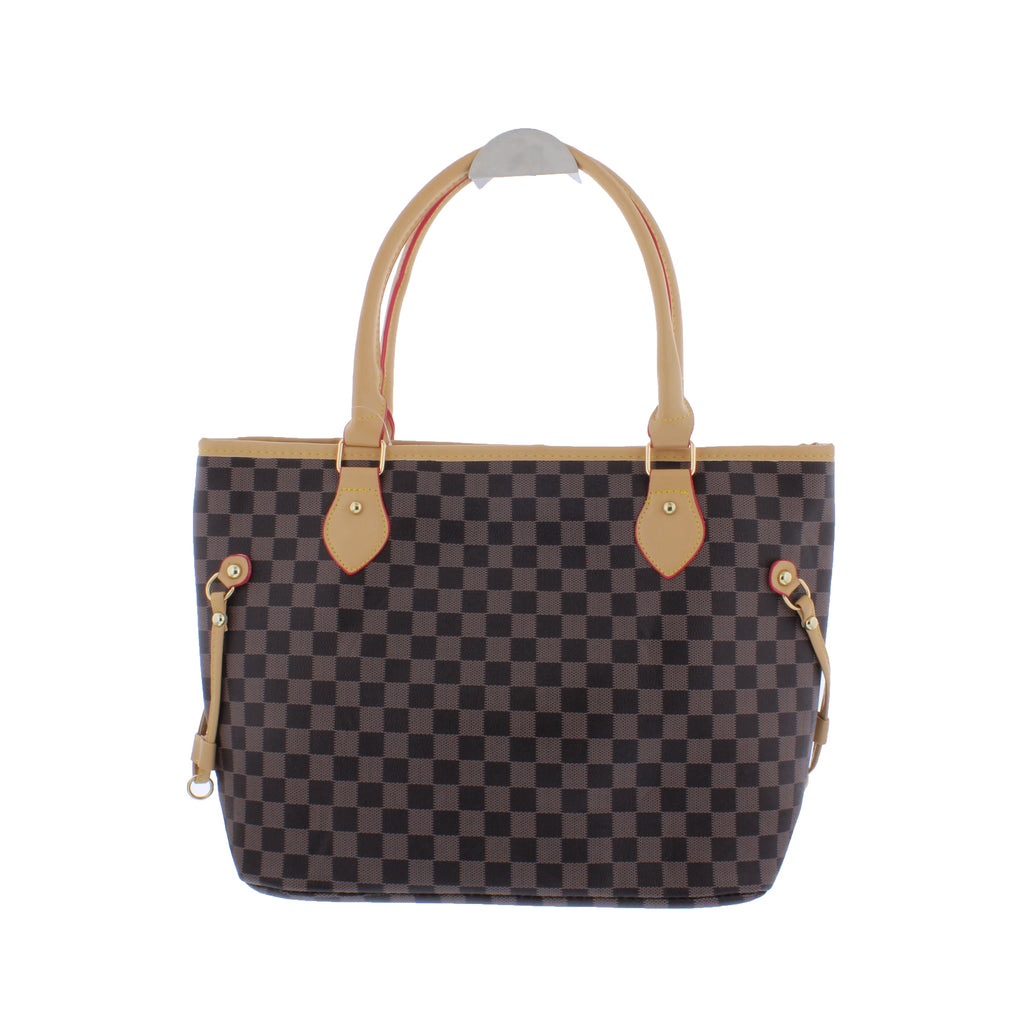 Checkered Faux Leather Tote