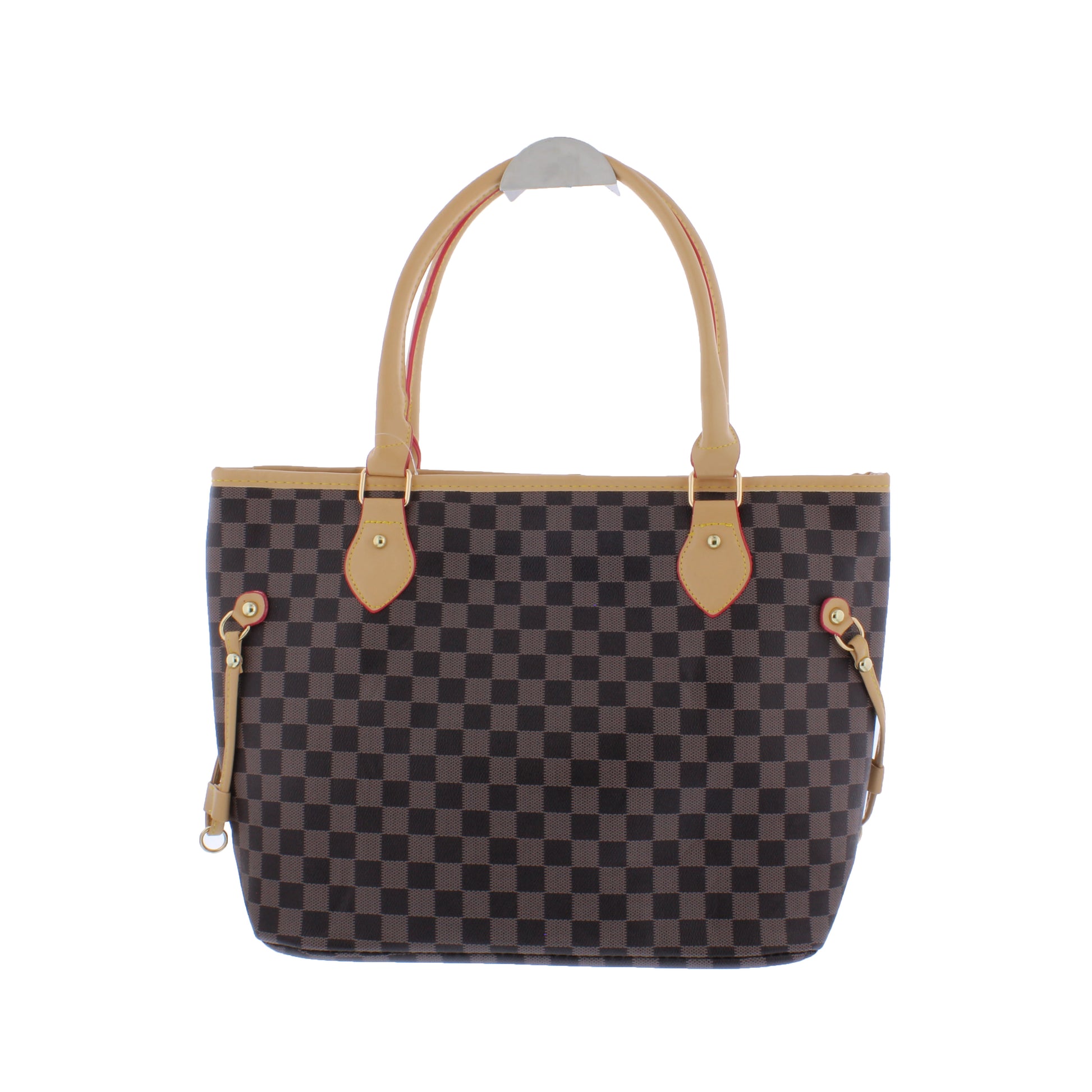 Checkered Faux Leather Tote