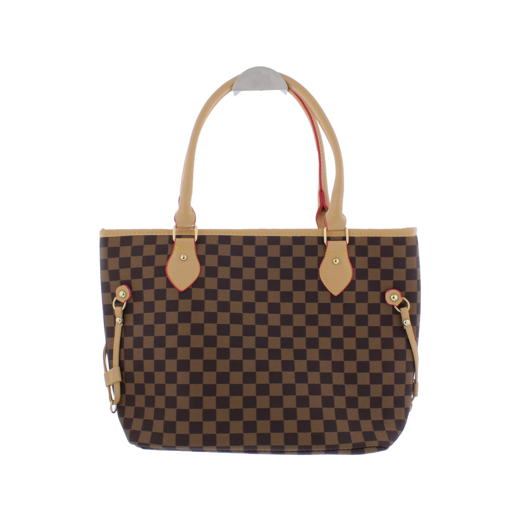 Checkered Faux Leather Tote