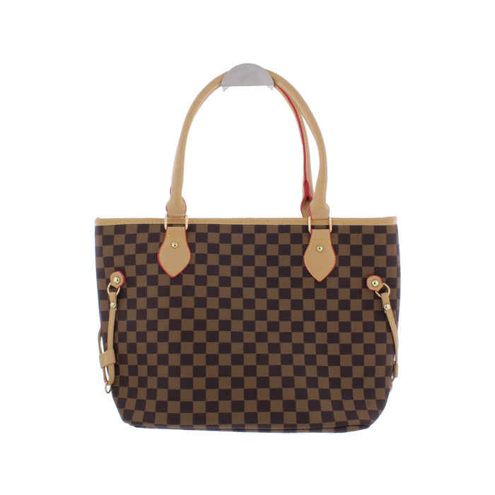 Checkered Faux Leather Tote