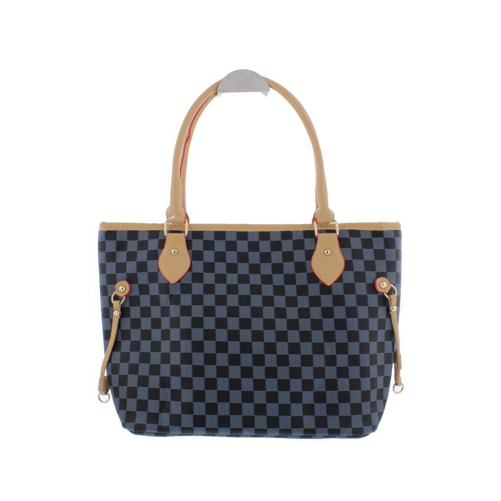Checkered Faux Leather Tote