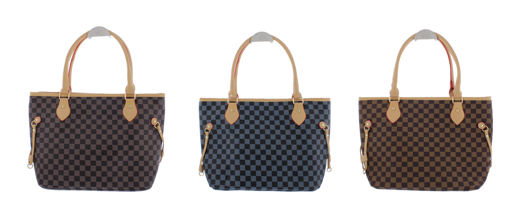 Checkered Faux Leather Tote