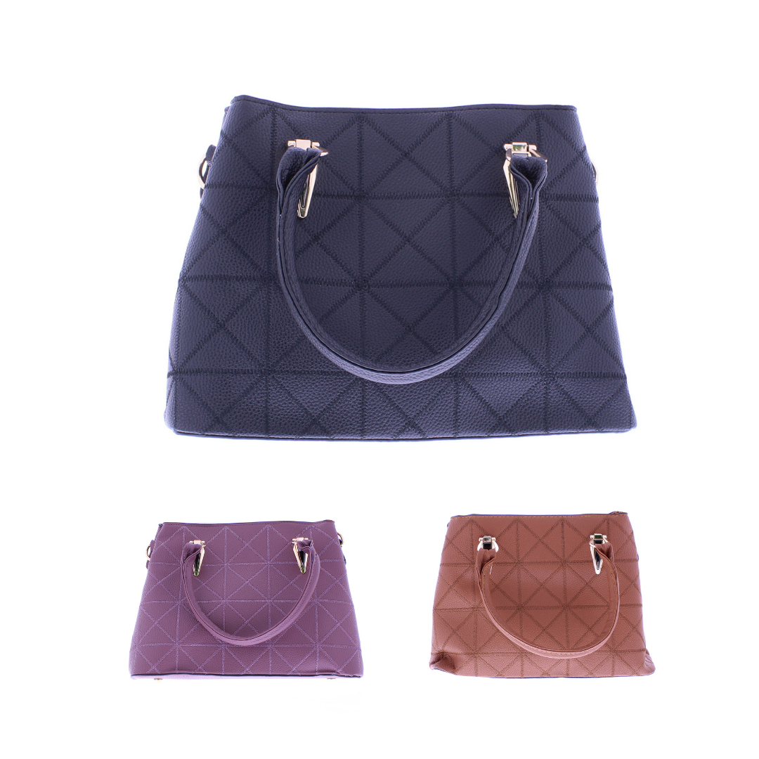 Mid Size Faux Leather Tote with Stitching Details