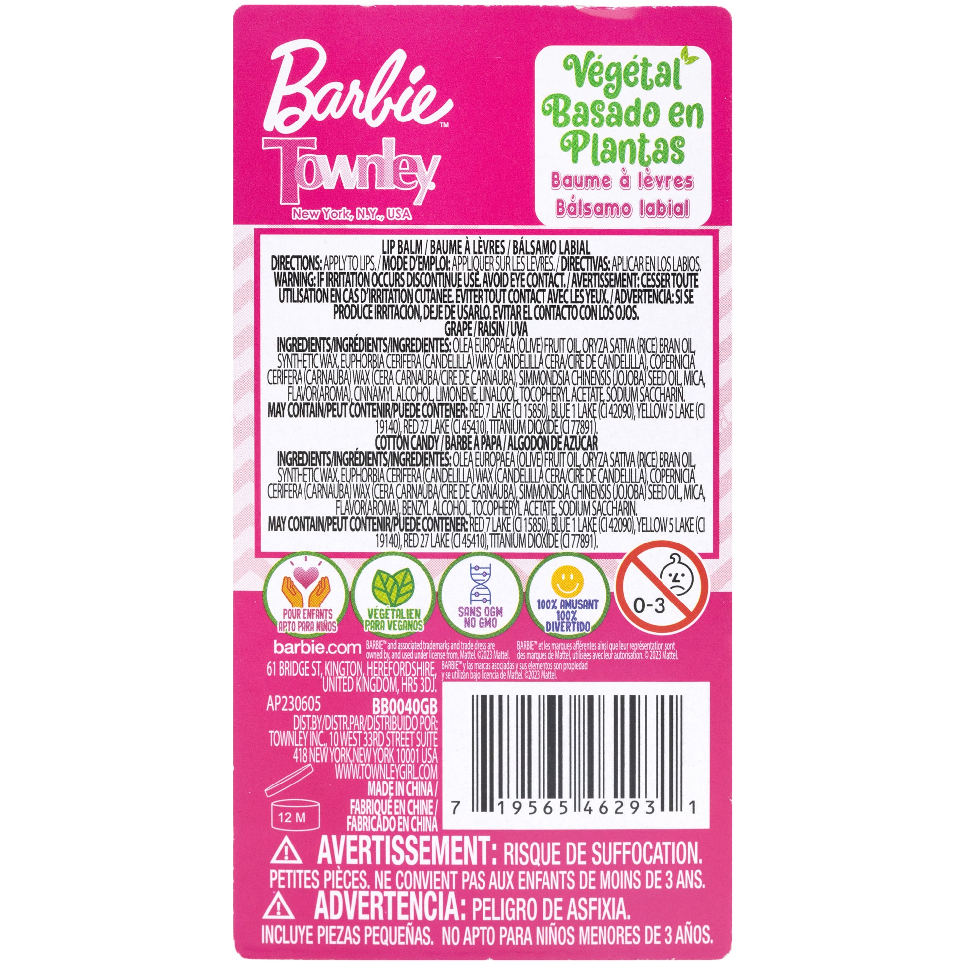 Bálsamo labial Barbie (paquete de 2)