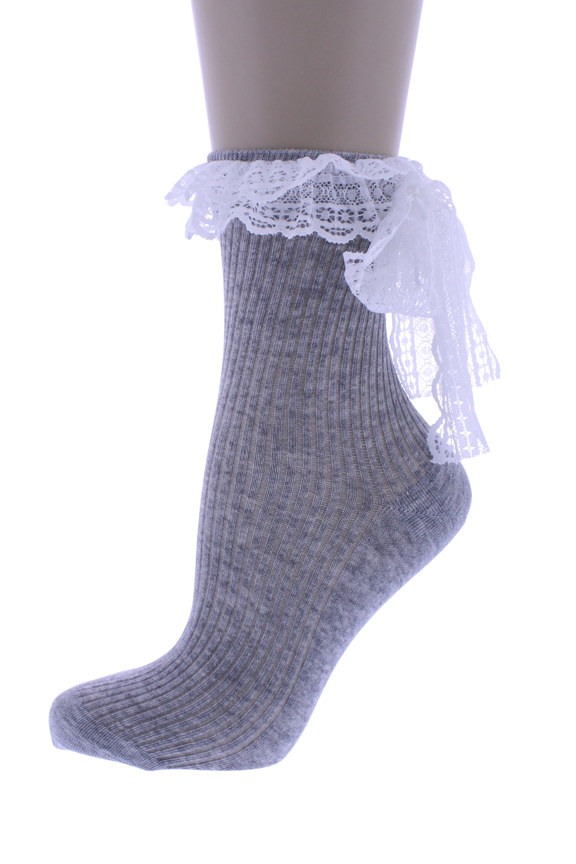 Crew Sock with Lace Trim