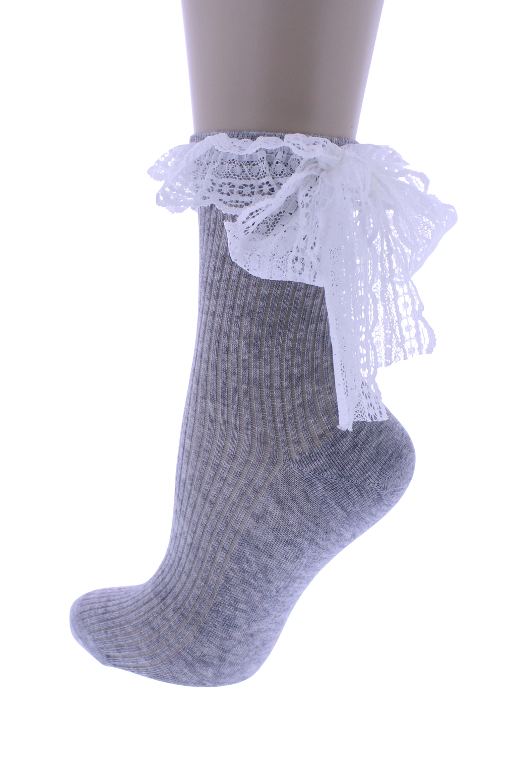Crew Sock with Lace Trim