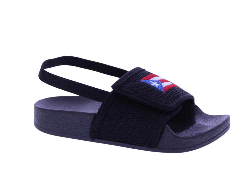 Kids Velcro Fly Knit Slide with Puerto Rico Flag