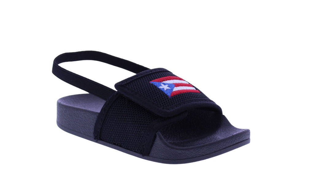 Kids Velcro Fly Knit Slide with Puerto Rico Flag