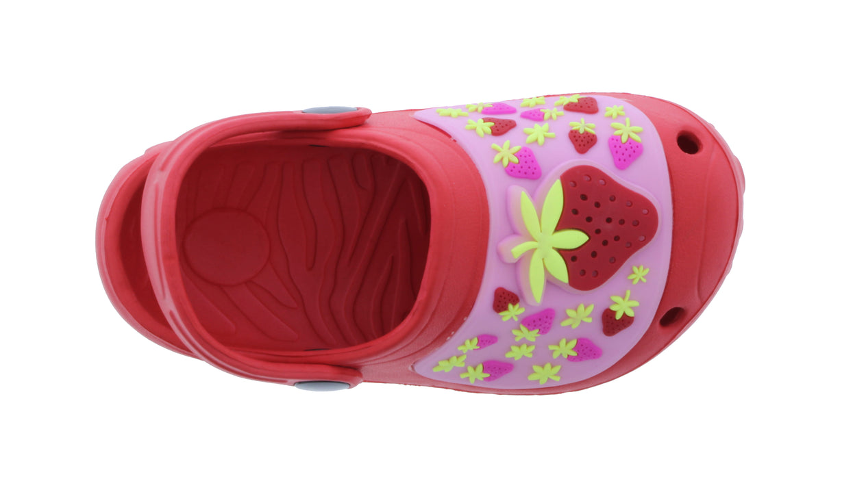 Girls Rubber Clog with Light Up Strawberry
